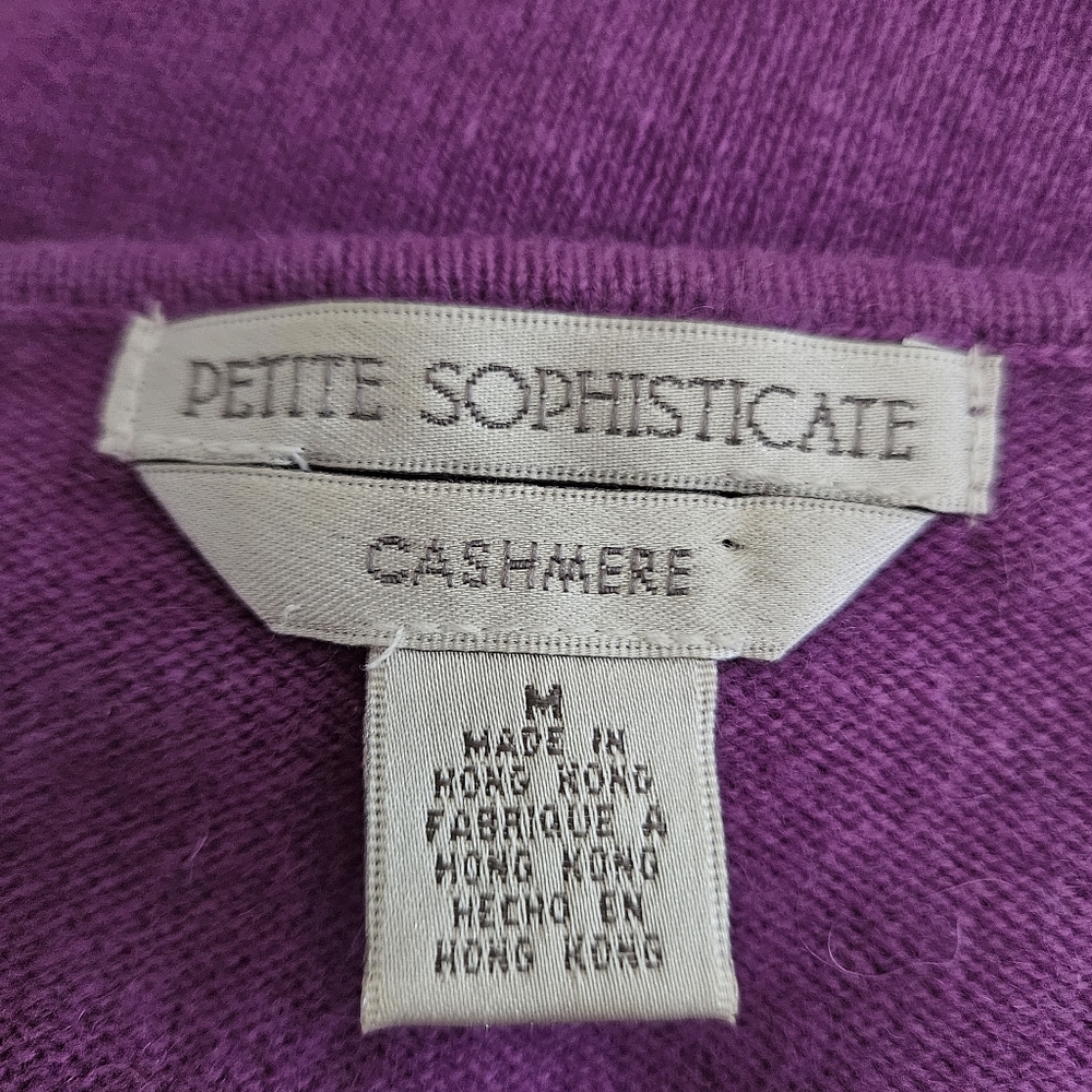 Petite Sophisticate purple 100% cashmere sweater Womens Medium - Picture 6 of 6